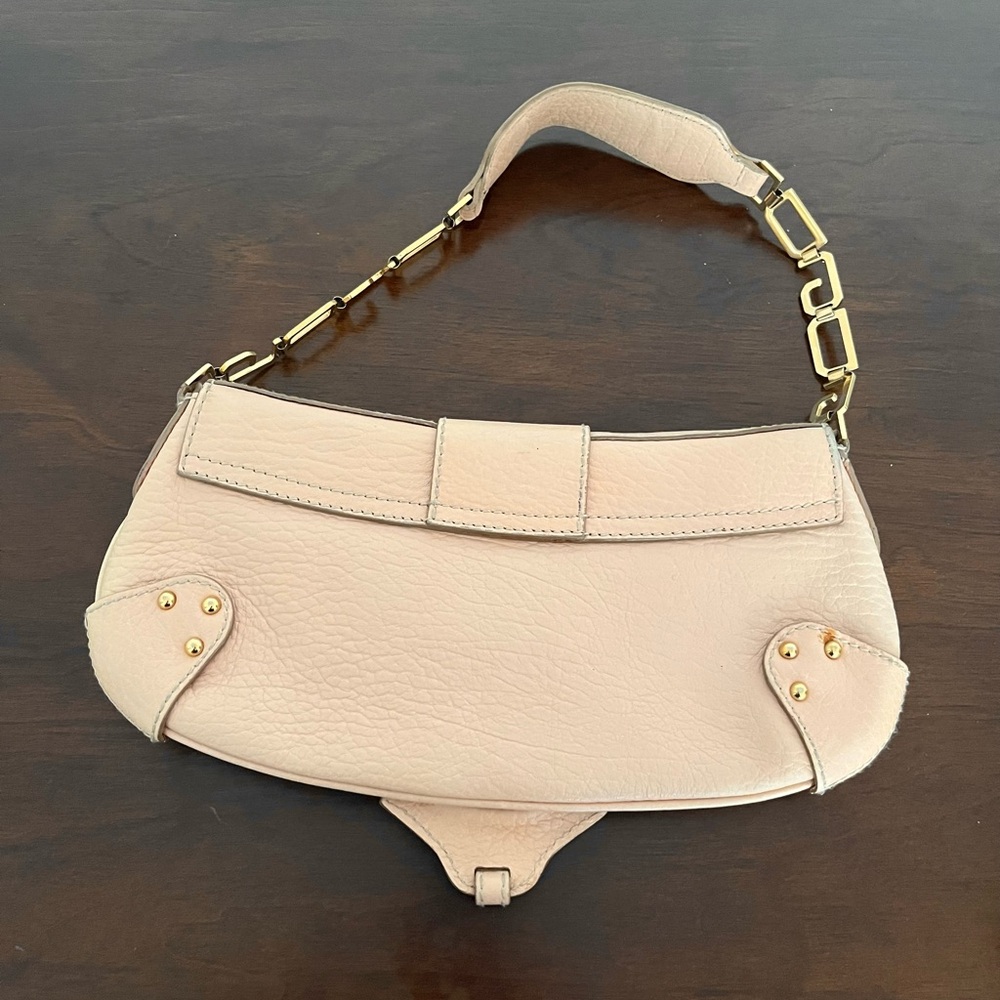 Blush Leather Shoulder Bag with Gold Accents - Picture 2 of 5